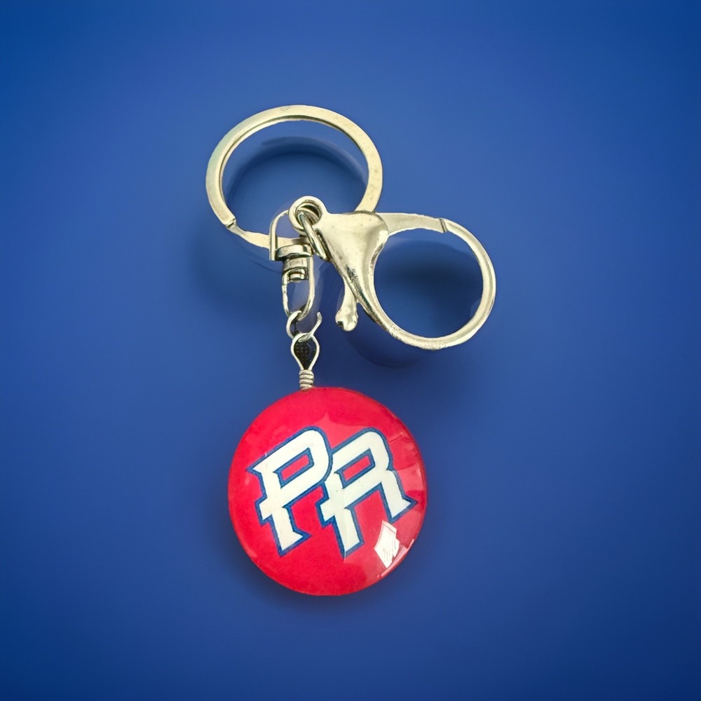 Puerto Rico Keychain PR Initials Flag Souvenir Red White Blue Modern Accessory